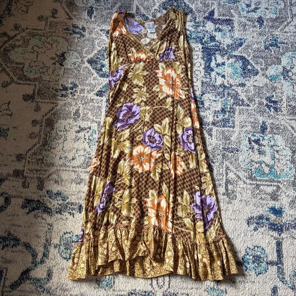 Globe-trotter Women's Brown and Cream Dress vintage 90s dress size small - Picture 4 of 6